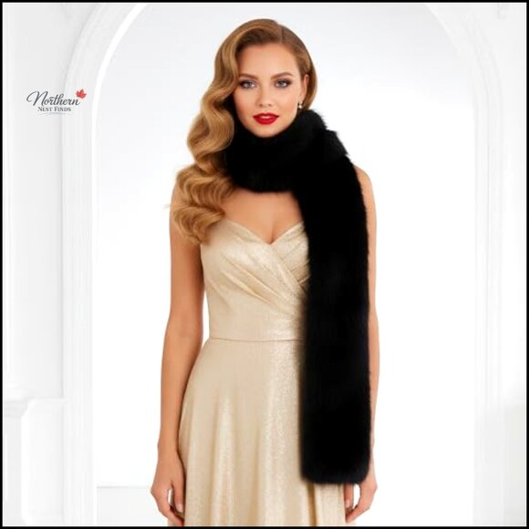 Faux Fur Shawl Wrap 70 Inch Long Winter Scarf for Special Occasions - Picture 6 of 7